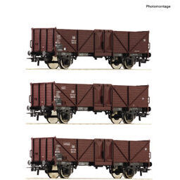 3-tlg. Set: Offene Güterwagen
